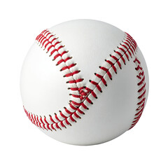Baseball closeup White sphere with red stitches on black background