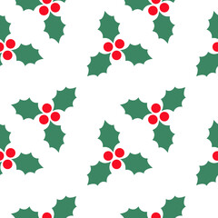 Seamless Pattern with Holly Berry