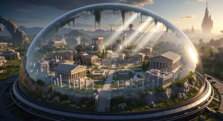Futuristic City Under Dome - Sustainable Living and Architectural Marvel.