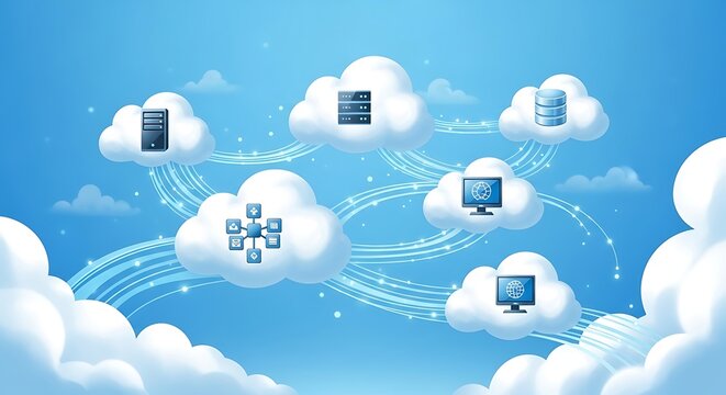 Cloud Computing Network Infrastructure and Data Transfer Across Digital Systems.
