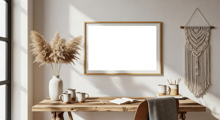 Wall Art Mockup in Cozy Living Room Setting