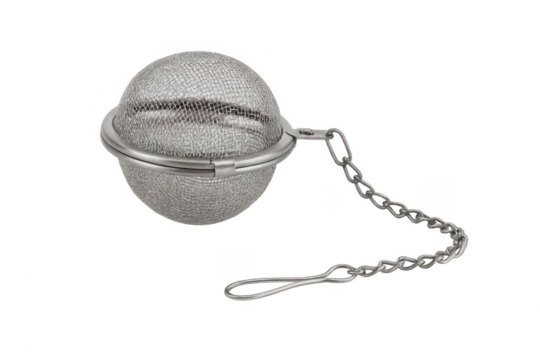 Metal tea infuser ball with chain brewing accessory