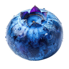 Ripe blueberry with water droplets on a black background