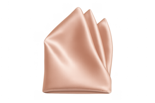 Rose gold satin pocket square showing elegant formal folding