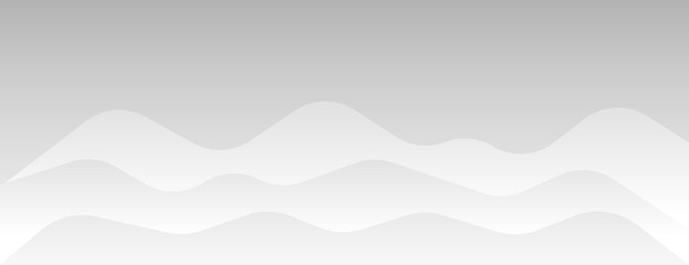 Gray gradient background with smooth wave patterns. The background is soft and modern, featuring a light gray to dark gray transition. Soft wave border background. Gray background vector.