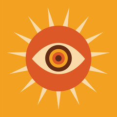 Retro abstract psychedelic eye design element vector
