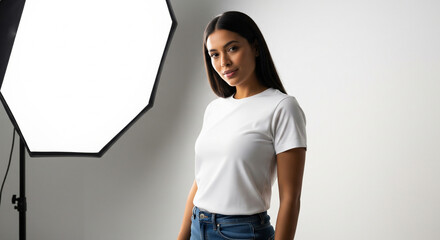 Women's T-Shirt Mockup in Casual Style