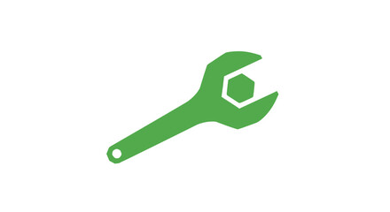 Green wrench grips a hex nut