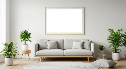 Wall Art Mockup in Cozy Living Room Setting