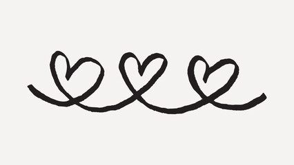 Playful intertwined heart doodles, Valentine's Day vector