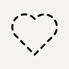Minimalist dashed heart outline, Valentine's Day vector