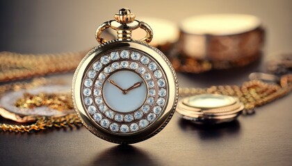 antique pocket watch with diamonds