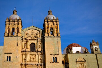 Santo Domingo Church Facade Against Blue Sky (Oaxaca de Juarez, Mexico)
