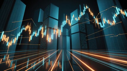 Digital illustration of an abstract financial analysis chart, showcasing market trends and economic data