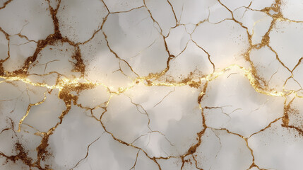 Minimal Cracked Ceramic Surface with Golden Highlights