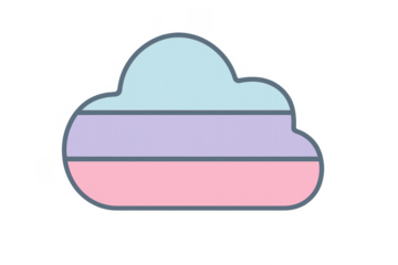 Cloud computing icon with pastel stripes on transparent background