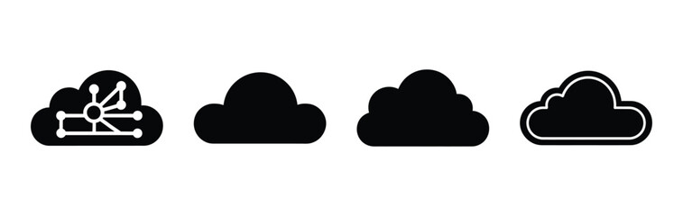 ai data cloud silhouette icon vector set.