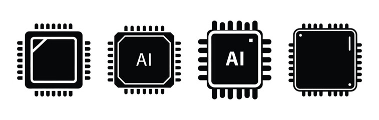 ai futuristic chip silhouette icon vector set.