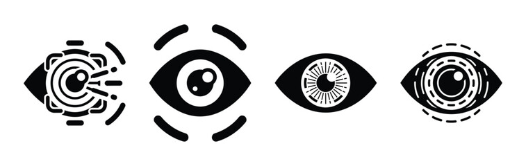 ai eye scan silhouette icon vector set.