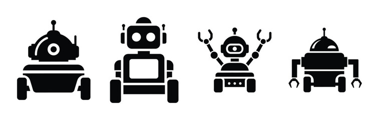 autonomous robot silhouette icon vector set. © Poli
