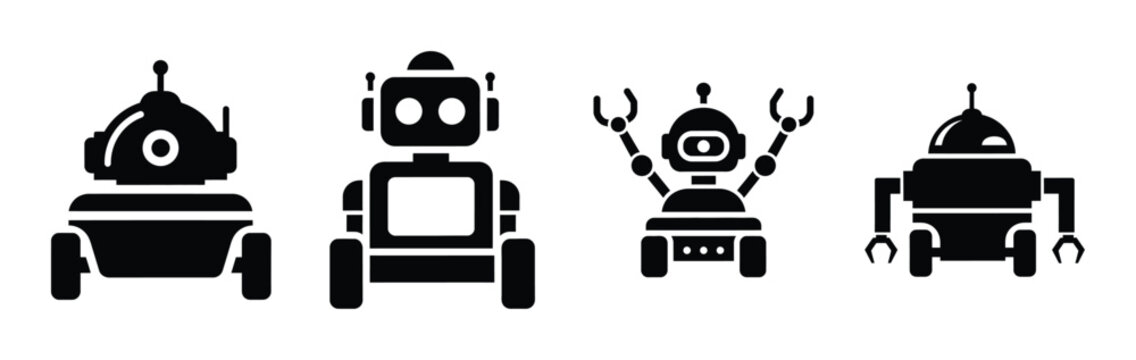 autonomous robot silhouette icon vector set.