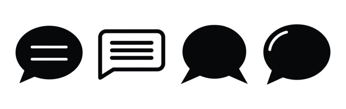 chatbot bubble silhouette icon vector set.