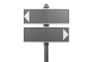 Two blank directional signs pointing left and right isolated on transparent background