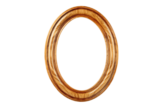 Ornate oval picture frame with antique gold finish isolated on transparent background