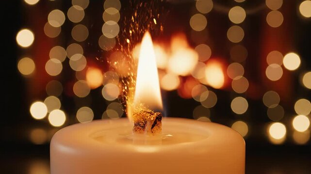 Hand striking match to light candle wick in closeup sequence. Symbolic ignition of ideas and warmth emerging from darkness. Cinematic footage for deep advertising concepts on inspiration and new