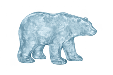 Ice polar bear sculpture symbolizing global warming