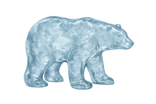 Ice polar bear sculpture symbolizing global warming