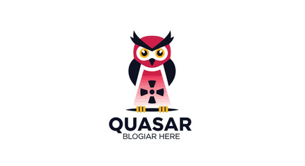 Stylized, flat, red and black owl icon