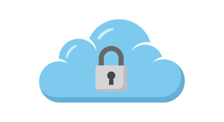 Cloud security a light blue cloud with a grey padlock overlayed