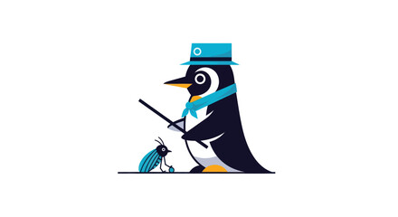 Dapper penguin w/bug friend