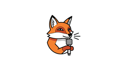 Cartoon fox holding a microphone