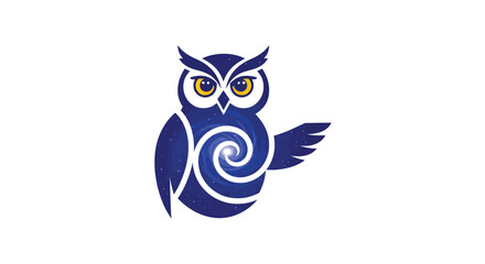 Stylized owl with a cosmic galaxy design inside