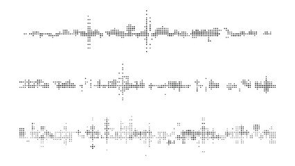 Set of abstract sound wave patterns, black and white digital frequency equalizer lines, modern geometric minimal vector design for audio visual concepts and compositions