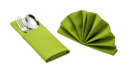 Green fabric napkin and cutlery holder