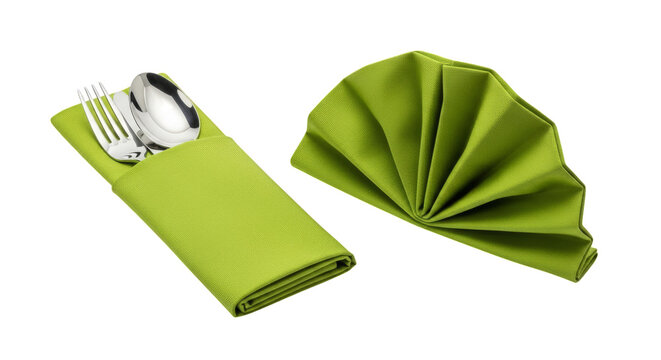 Green fabric napkin and cutlery holder - Powered by Adobe