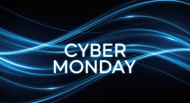Minimal Cyber Monday Banner with Bold Typography and Dark Background