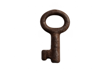 Old rusty metal key opening security lock