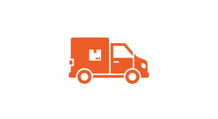 Fototapeta premium Orange delivery van icon, package inside