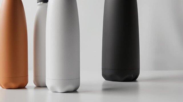 Tapered bottles in row