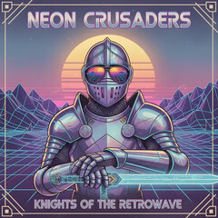 Synthwave medieval knight wearing sunglasses