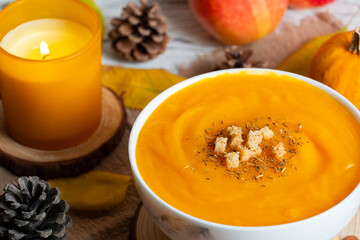 Cozy Autumn Soup and Candlelight