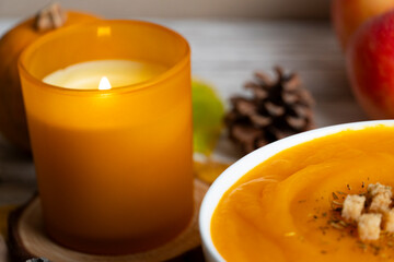 Cozy Autumn Soup and Candlelight