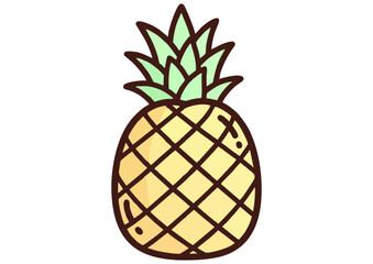 Stylized smiling pineapple character on a light blue background, vector illustration 