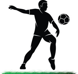 Silhouette of a soccer player with a soccer ball
