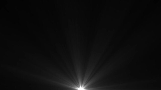 Cinematic White light flare overlay, volumetric white spotlight on isolated background animation, white heavenly light rays from down. 4k stock video motion graphic