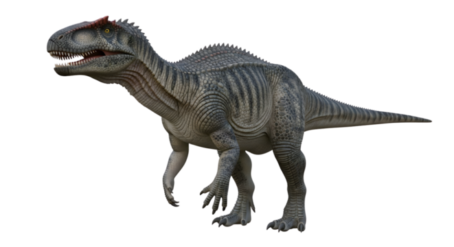 Allosaurus dinosaur with open mouth, bipedal predator creature
